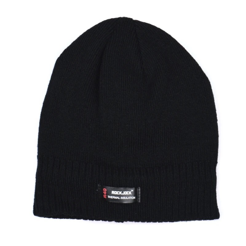 Childrens Beanie Hat Black Thermal Insulated RockJock