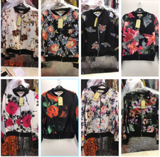 New Ladies Plus Size Printed Bomber Zip Up Long Sleeve Jackets 14-28