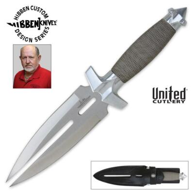 Gil Hibben Double Shadow Dagger Fixed Blade Knife Leather Clip Sheath New