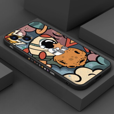 Hülle Für iPhone 16 15 14 13 12 11 Pro Max Xs 8 Graffiti Astronaut Silikon Case