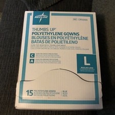 Medline Universal Size Polyethylene Gowns 15 Gowns  New Blue