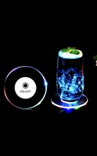 LED Glow Acrylic Crystal Bar Cocktail Stand Light Flashing Base Tableware  Pads