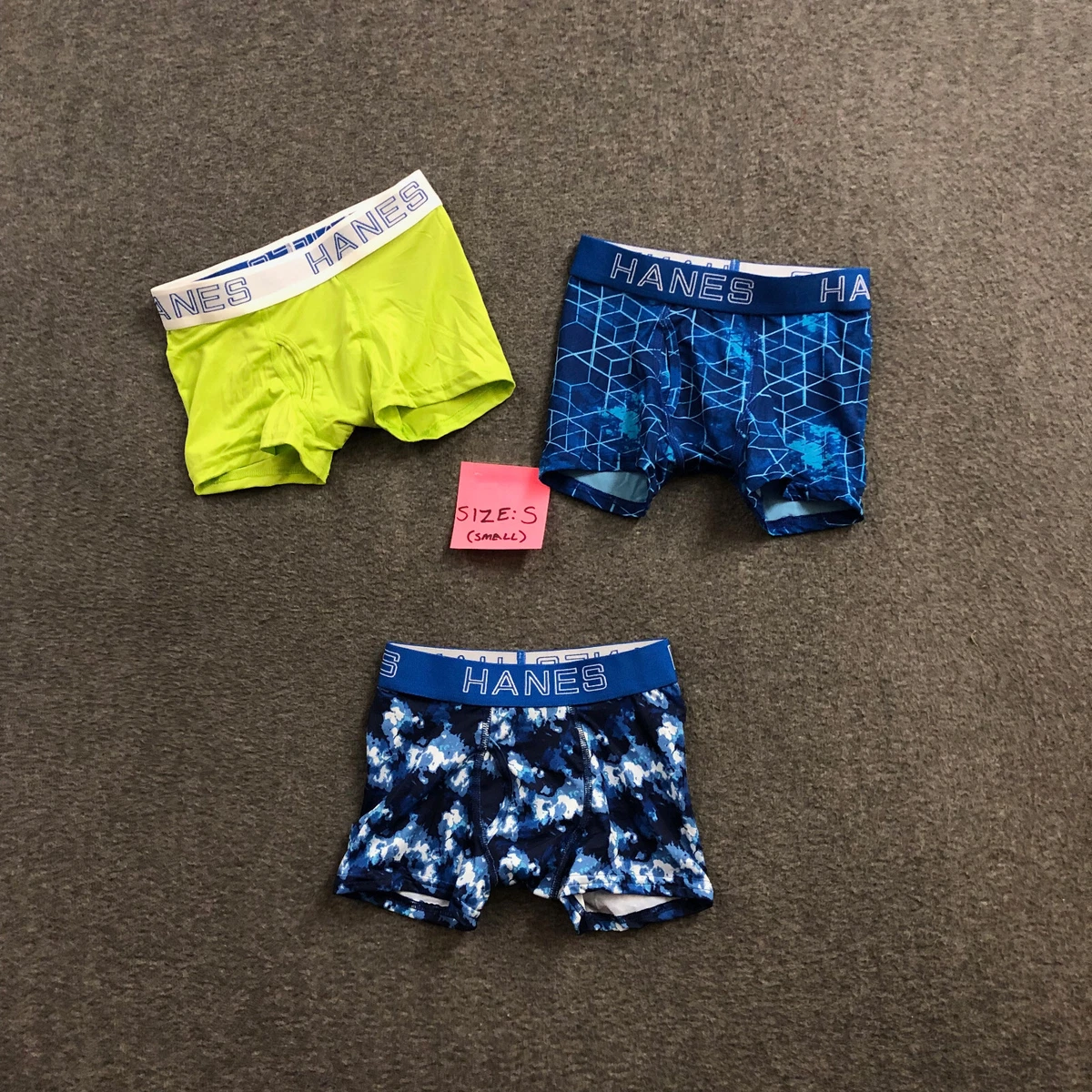 3 PACK Assorted Hanes X-Temp Boys Boxer Brief Underwear Size S