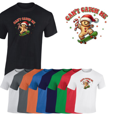 Cant Catch Me Retro Weihnachten Lebkuchen Grafik T-Shirt Vintage Style TShirt