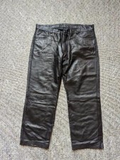 vintage 1990s leather LAMBSKIN pants 42x28 black MOTORCYCLE goth punk Y2K