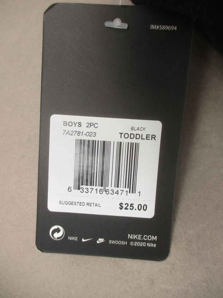 NWT Nike One Size Toddler Boys Black Tie Fleece Warm Soft Winter Trapper Hat 6E - Image 4 of 4