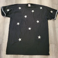 Jerzees Black With Silver Stars sewn on Tshirt Size XL(46) nwot
