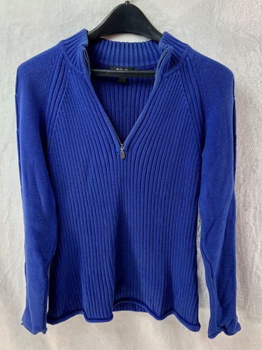 Style & Co Damen Pullover Größe M 1/4 Reißverschluss Rippstrickpullover Langarm - BLAU - Bild 2 von 5
