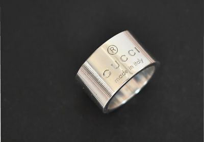 🆕️NEW Authentic GUCCI TRADEMARK 925 STERLING SILVER Wide BAND