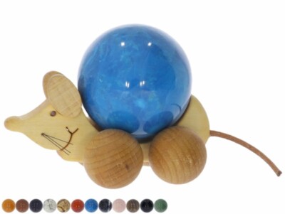  Maus Rolltier Edelstein Kugel 40mm - Größe 95 x 55 x 50mm  - Steinsorte nac#h W