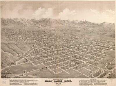 18'' x 24'' 1875 Birds eye map of Salt Lake City, Utah