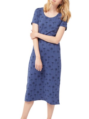 palm print midi dress