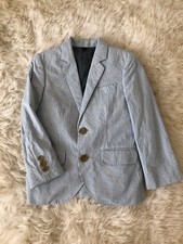 J.Crew Crewcuts Boys 158 Ludlow Suit Jacket in Seersucker Blue Size 4