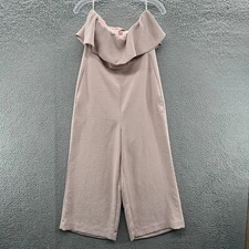 Babaton Romper Womens 8 Pink Cropped Off The Shoulder Wide Leg Sleeveless Romper