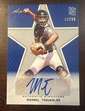 2020 MICHAEL TSOUKALAS ⚾️ LEAF PERFECT GAME AUTO BLUE #13/15 Authentic Signature