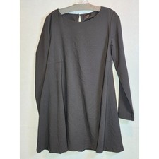 Nasty Gal Black Long Sleeve Babydoll Mini Dress Open Back Size L D13429ATD