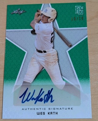 Wes Kath 2020 Leaf Perfect Game Green SSP Auto /10 Rookie  White Sox 