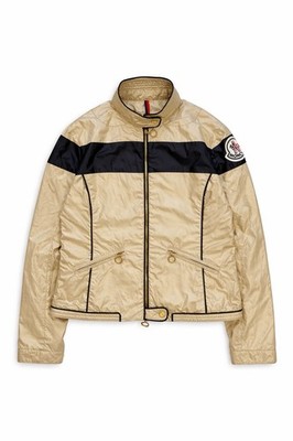 Moncler Jacket Beige Nylon Zip Up Womens Size 3 Light Jacket Logo Patch