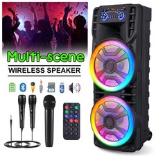 8000W Large Bluetooth Party Speaker Karaoke Machine Bass  Treble Sound w/ Mic