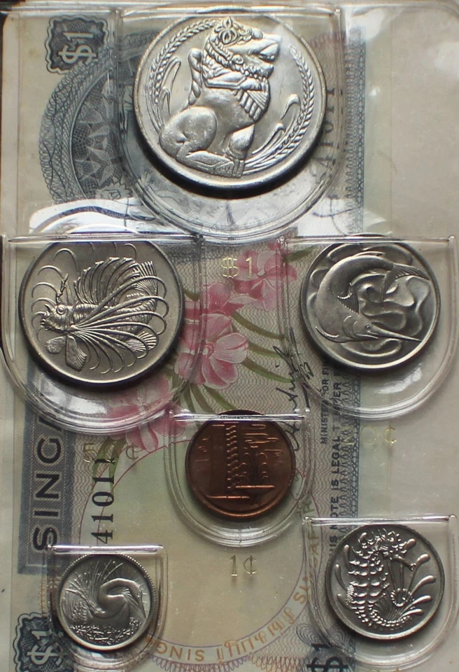 1969 Singapore First Series Mint Set – 6 Coins + $1 Orchid Banknote, Royal Mint - Image 3 of 4