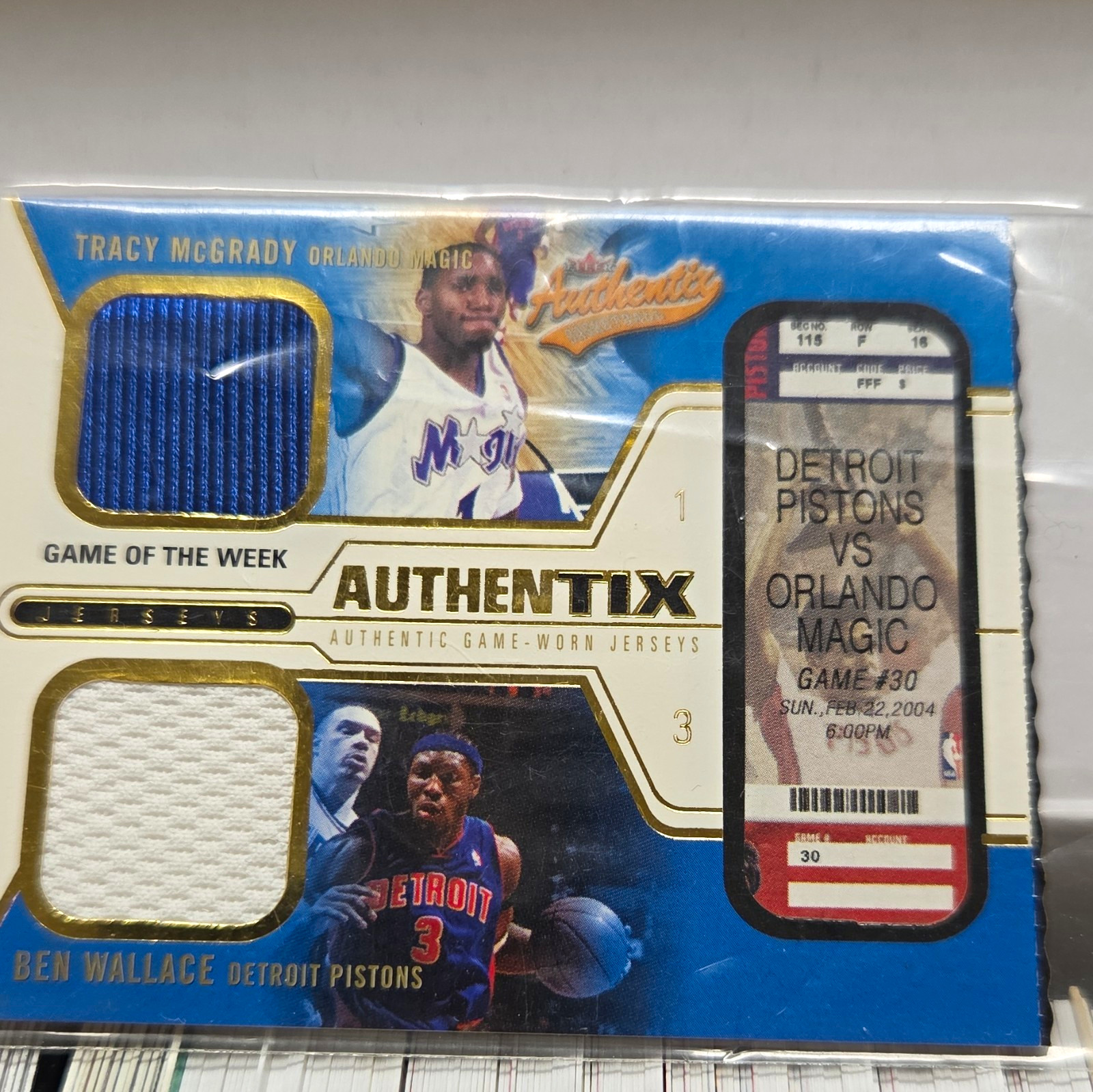 Fleer Authentix 2003-04 Game of the Week TM-BW McGrady/Wallace Jersey