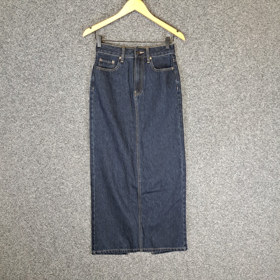 Glassons Maxi Skirt Womens Size 6 Navy Denim Pockets