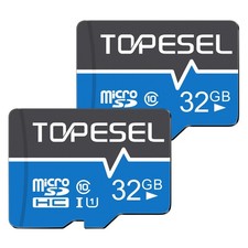 TOPESEL 32GB Micro SD Card 2 Pack Memory Cards SDHC UHS-I TF 32GB, blue