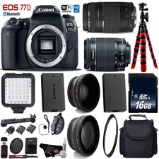 Canon EOS 77D DSLR Camera 18-55mm is STM Lens  75-300mm III Lens D  UV FLD CP
