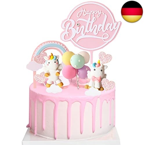 Aodigege Einhorn Tortendeko Geburtstag Macaron Kuchen Deko Torte Topper-image