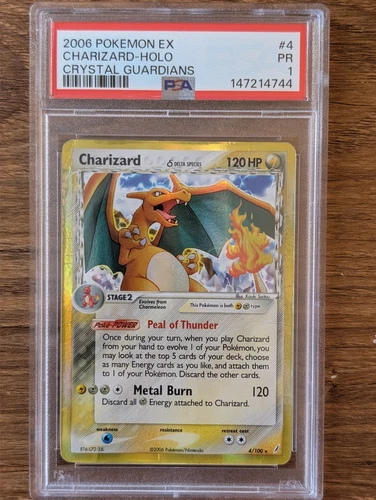 2006 Pokemon EX Crystal Guardians PSA 1 Charizard Holo #4 FRESH GRADE CASE