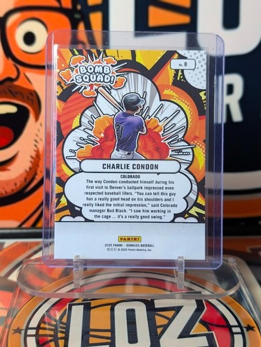2025 Donruss - Bomb Squad - Charlie Condon - Rockies - #8 - Picture 2 of 2