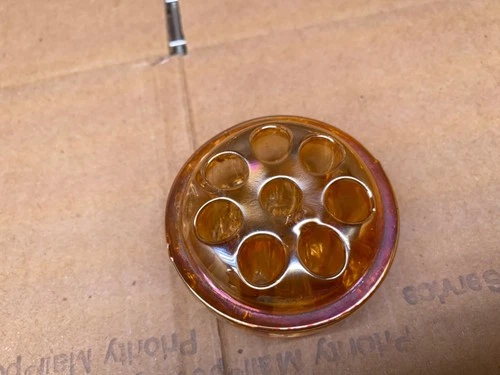 Carnival Glass Flower Frog marigold iridescent excellent condition vintage MCM