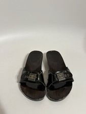 Vtg Chanel Black CC Logo Sandals 35