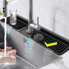 24-Inch Universal Kitchen Sink Splash Guard Mat 7 Slope for Fast Self-Draining