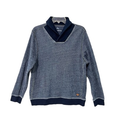 Tommy Bahama Mens Medium Agave Azul Blue Casual Pullover Sweater Shawl Neck