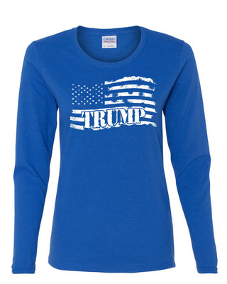 Donald Trump Flag MAGA Women's Long Sleeve Tee Make America Great Again