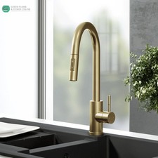 Lujo Brushed Brass Luxury Kitchen Mono Sink Mixer Tap & Pull Out Hand Spray