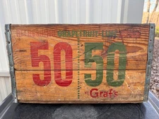Rare Vintage Graf’s 50/50 Grapefruit Lime Drink Wood Box/Soda Crate