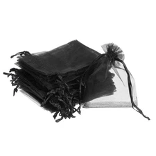 Organza Bags, 100 Pcs 4.72x3.5 Inch Drawstring Mini Pouches, Black