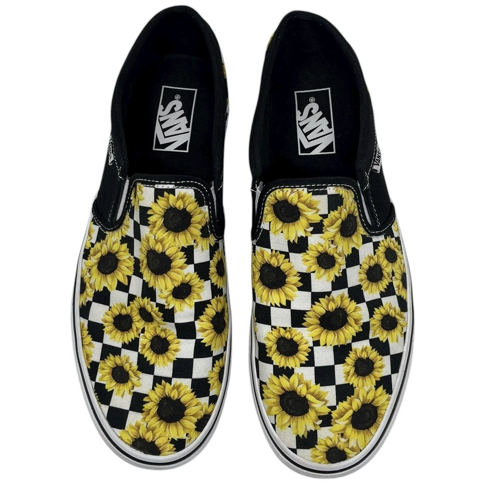 Женские кроссовки VANS Asher модель Sunflower в клетку без шнурков размер 11 - Изображение 3 из 4