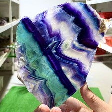 508G Natural beautiful Rainbow Fluorite Crystal Rough slices stone specimens