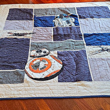 Pottery Barn Kids Star Wars BB-8 R2-D2 Patchwork Quilted Cotton Quilt 86x86