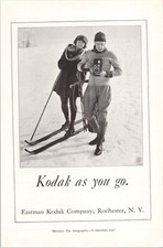 Kodak Vintage Print Ad Eastman Kodak Company Winter Skiing 1920s