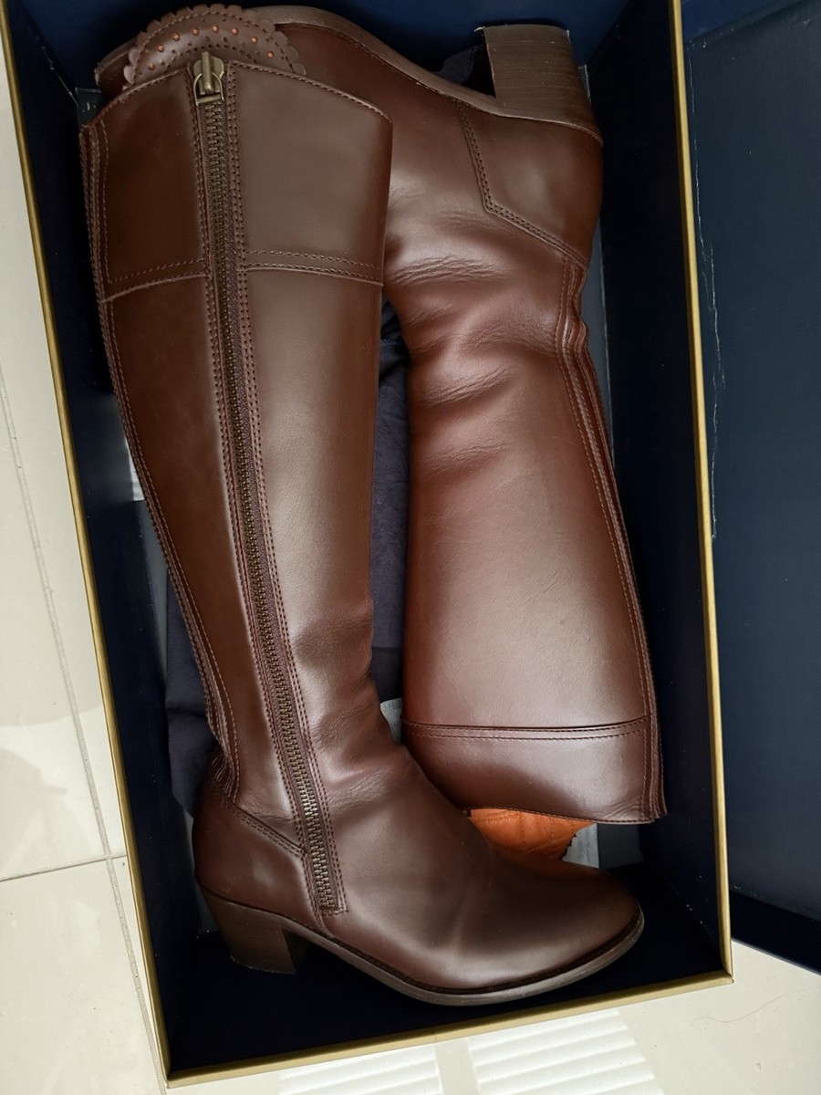 Fairfax And Favor Regina Heeled Boots Size Mahogany UK