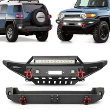 Steel Front Rear Bumper Guard Winch Plate Lights For 2007-2014 Toyota FJ Cruiser
