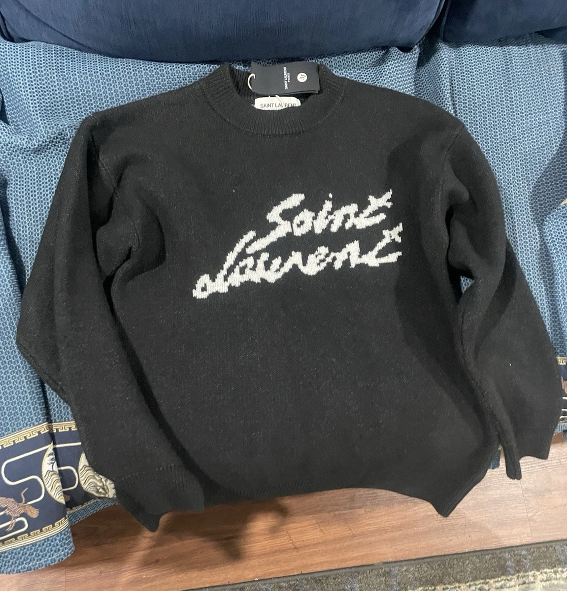トップス YVES SAINT LAURENT WOOL KNIT SWEATER YSL Yves Saint Laurent Pour Homme Men's V Neck Wool Sweater Jumper