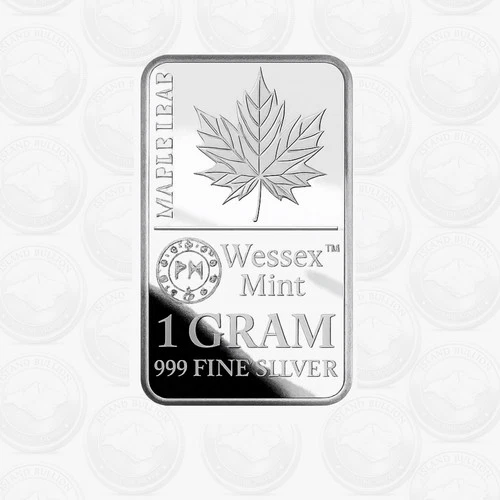 1x Brand New Wessex Mint 1g 999 Silver Maple Leaf bar .
