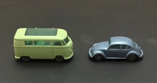 Lesney Matchbox Volkswagen # 25,  plus,  Volkswagen Caravette # 34,  1960's.