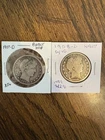 1907-D + 1908-D Barber Half Dollars Set Of 2 90% Silver