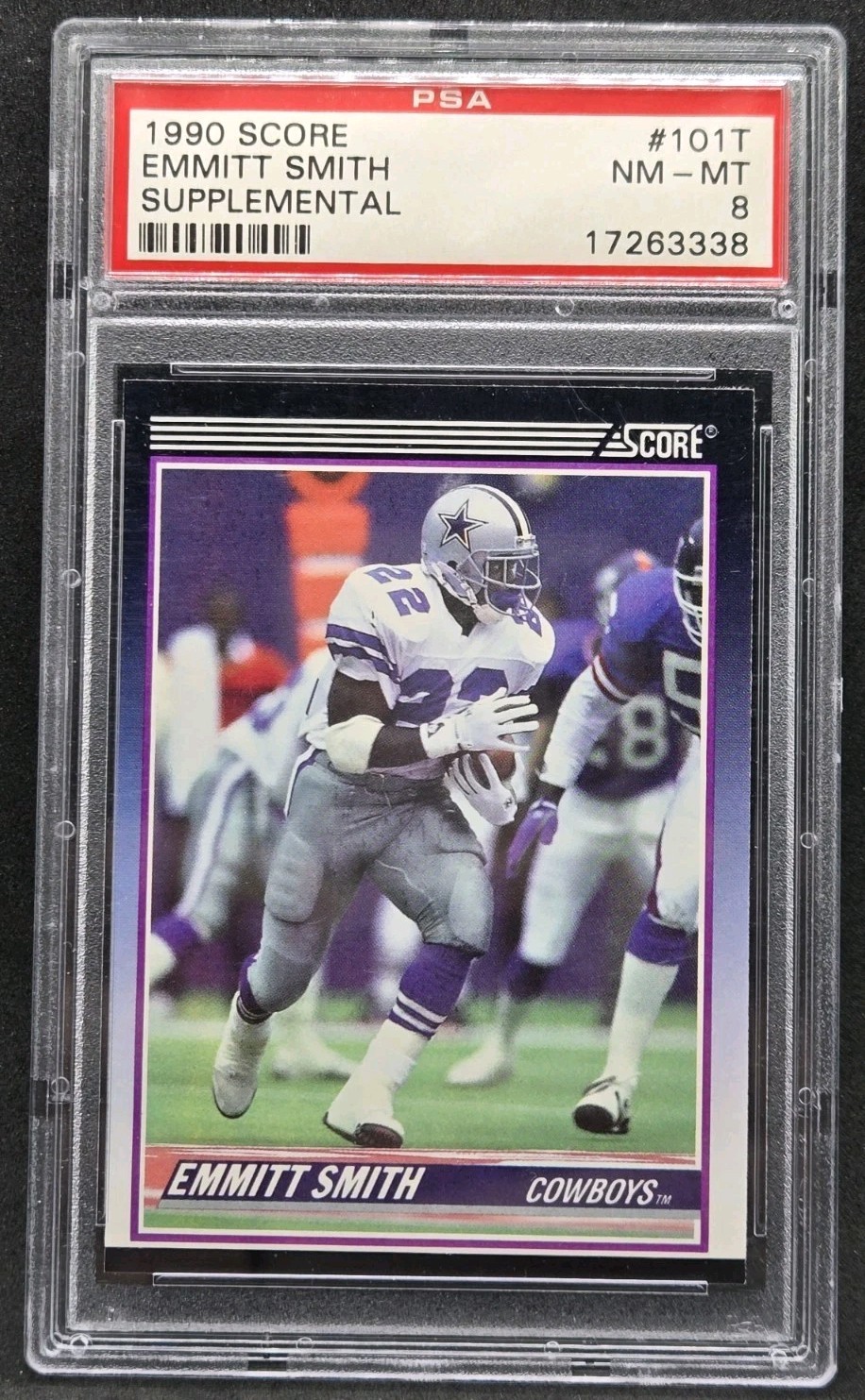 1990 Score Supplemental #101T Emmitt Smith RC HOF Rookie Card Graded PSA NM-MT 8